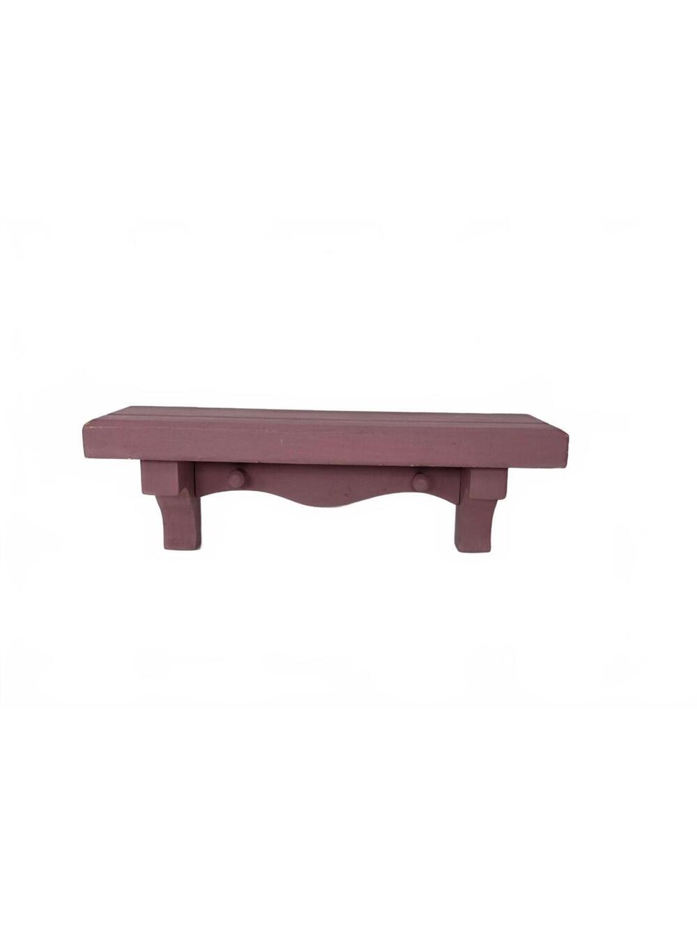 Dusty Rose Wood Wall Shelf with Two Pegs, Small Cottage Display Shelf 9.25"